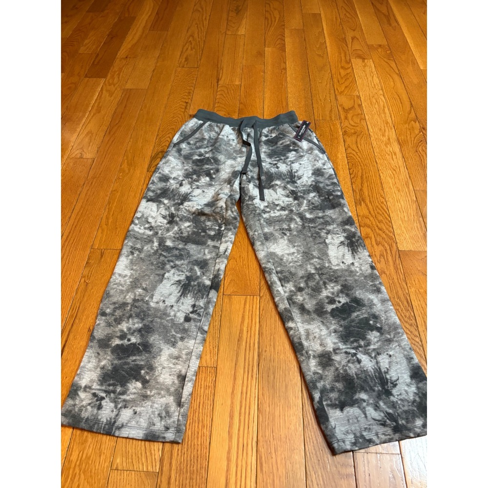 Ambrielle Black Tie Dye Fleece Lined Wide Leg Pajama Lounge Pants XS NWT